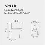Vaso Sanitário Monobloco Adamas ADM-840 Porcelana Branco