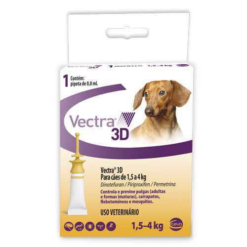 Vectra 3D Antipulgas e Carrapatos para Cães de 1,5 à 4kg - Ceva