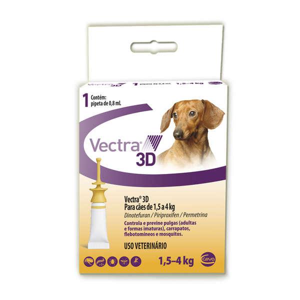 Vectra 3D - Cães 1,5 a 4kg - Anti-pulgas e Carrapatos - Ceva
