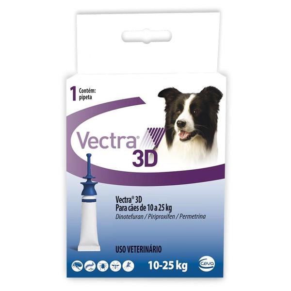 Vectra 3D Cães 10 a 25KG - 1 Pipeta - Ceva