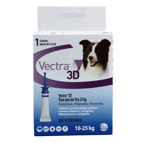 Vectra 3D Cães 10 a 25kg Antipulgas e Carrapatos Ceva