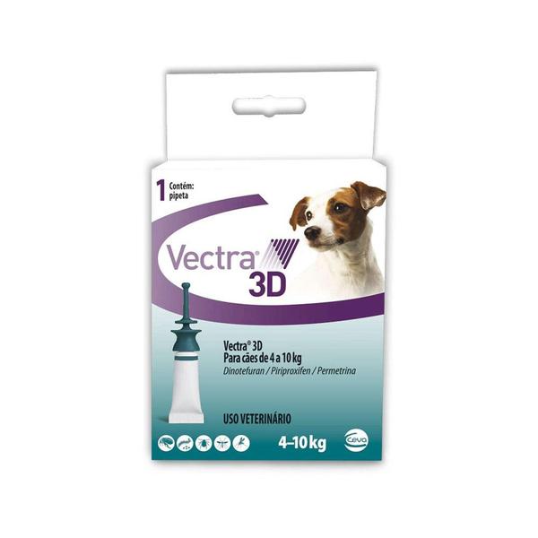 Vectra 3D Cães 4 a 10KG - 1 Pipeta - Ceva