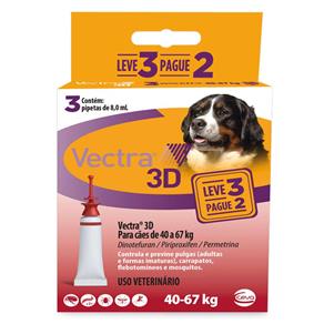 Vectra 3D Cães 40 a 67Kg 3 Pipetas Anti-Pulgas Ceva