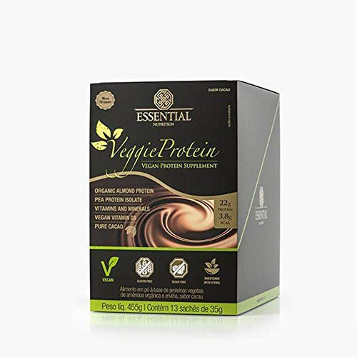 Veggie Protein Cacao Box Essential Nutrition Box com 13 Sachês