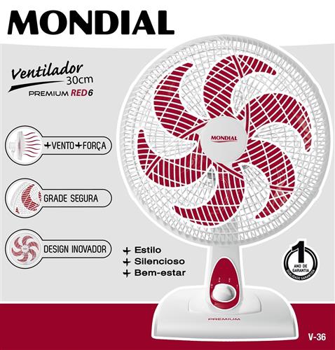 Tudo sobre 'Ventilador 6 Pás Mondial Red Premium V-36 6P'