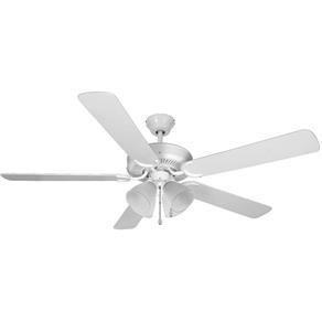 Ventilador de Teto Hl-3 4 Tulipas E-27 5 Pás Cinza / Branco Branco - 127V - Branco