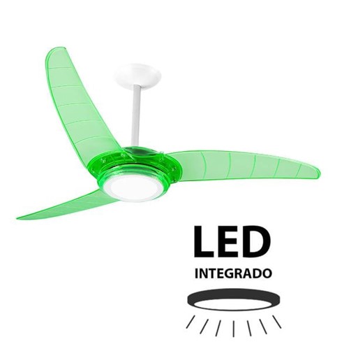 Ventilador de Teto Spirit 303 Verde Neon LED Luz Branca
