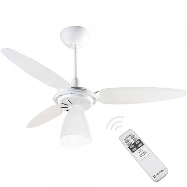 Ventilador de Teto Ventisol Wind Light com Controle Remoto 3 Pás Luminária Branco - 220V