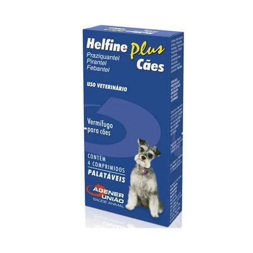 Vermífugo Agener União Helfine Plus Cães 10Kg com 04 Comprimidos