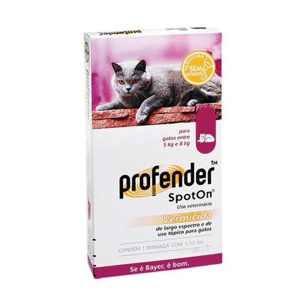 Vermífugo Bayer Profender Spot On Gatos 1,12ml 5 à 8kg
