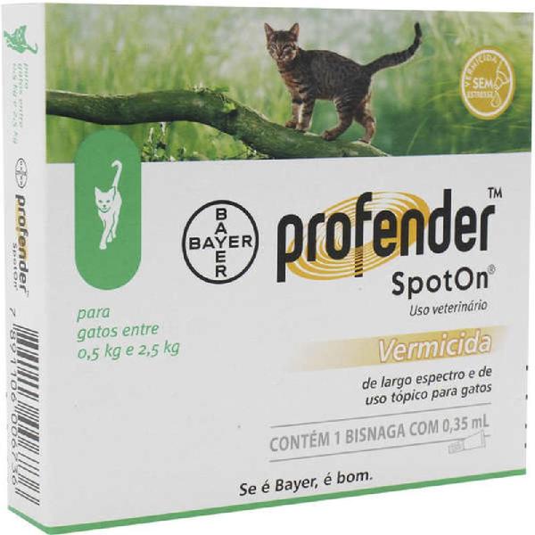 Vermífugo Bayer Profender SpotOn - Gatos 0,5 a 2,5 Kg - 0,35 Ml