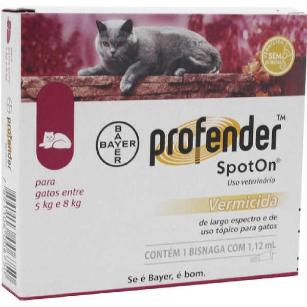 Vermífugo Bayer Profender SpotOn - Gatos 5 a 8 Kg - 1,12 Ml
