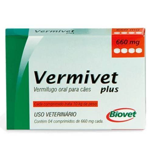 Tudo sobre 'Vermífugo Biovet para Cães Vermivet Plus 660 Mg 4 Comprimidos'