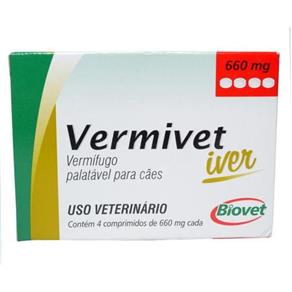 Vermífugo Biovet Vermivet Iver para Cães 4 Comprimidos - 4 Comprimidos