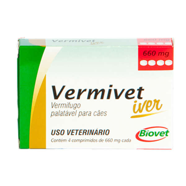 Vermífugo Biovet Vermivet Iver para Cães - 4 Comprimidos