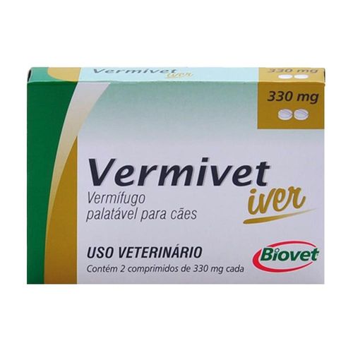 Vermífugo Biovet Vermivet Iver para Cães - 2 Comprimidos 330mg