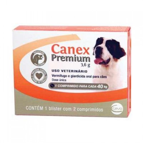 Tudo sobre 'Vermífugo Canex Premium 3,6g Até 40kg 2 Comprimidos'