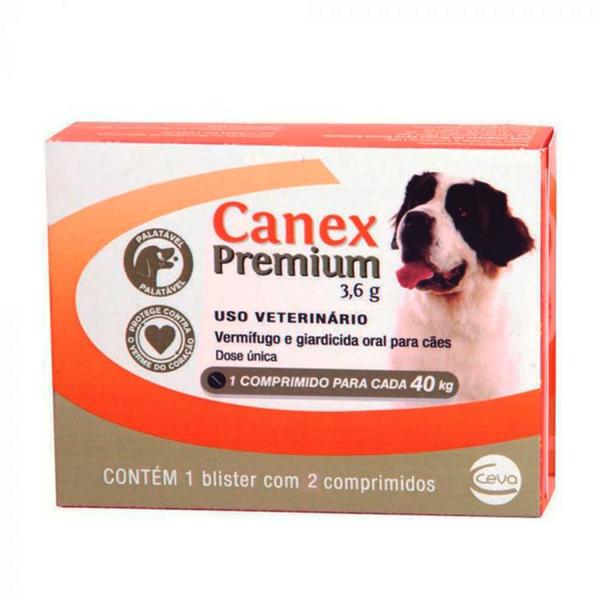 Vermífugo Canex Premium 3,6g com 2 Comprimidos P/ Cães 40kg - Ceva