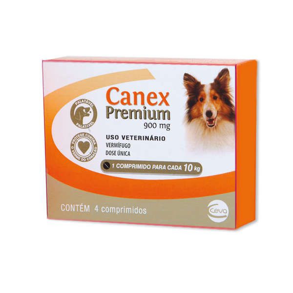 Vermífugo Canex Premium 900 Mg para Cães - 4 Comprimidos - Ceva