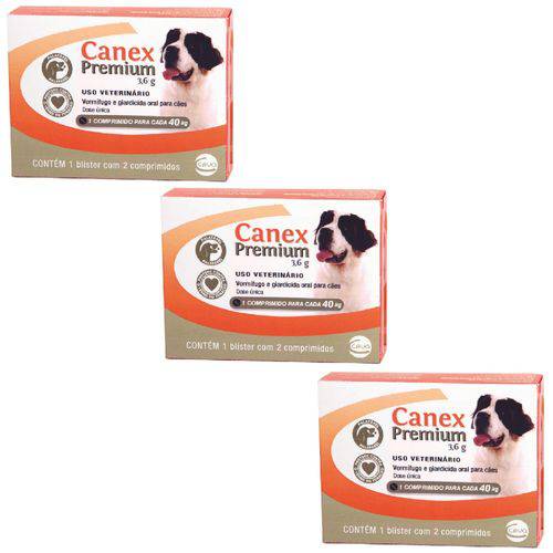 VERMÍFUGO Ceva Canex Premium 3,6 G para CÃES de ATÉ 40 Kg - 4 Comprimidos - Kit 03 Unidades