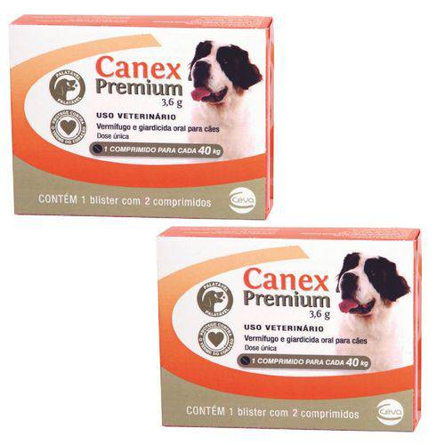 VERMÍFUGO Ceva Canex Premium 3,6 G para CÃES de ATÉ 40 Kg - 4 Comprimidos - Kit 02 Unidades