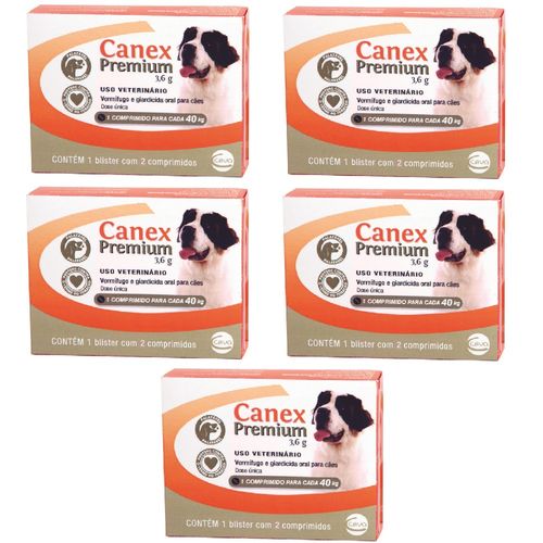 VERMÍFUGO Ceva Canex Premium 3,6 G para CÃES de ATÉ 40 Kg - 4 Comprimidos - Kit 05 Unidades