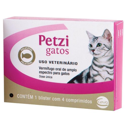 Vermifugo Ceva Petzi para Gatos - 4 Comprimidos Único