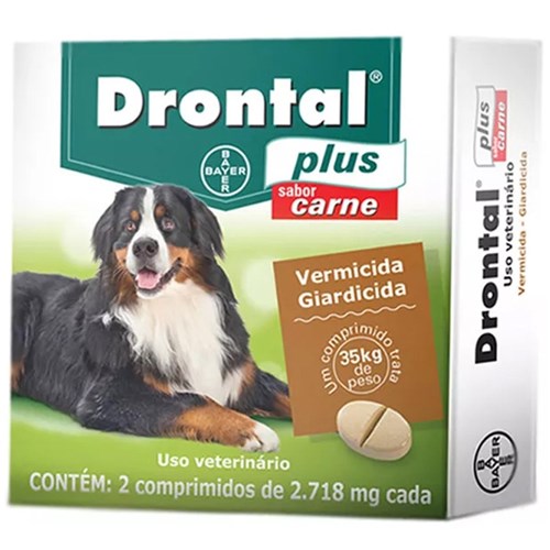 Vermifugo Drontal Plus Carne Caes Ate 35Kg com 2 Comprimidos