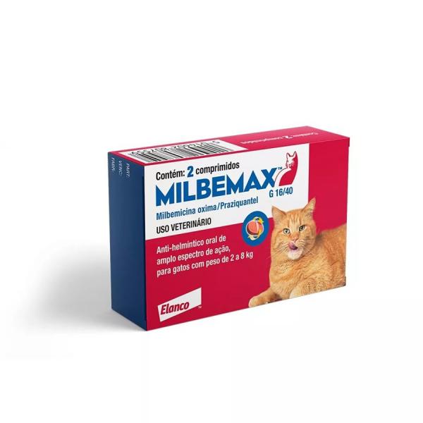 Vermífugo Gatos de 2 a 8kg Milbemax G 2 Comprimidos - Elanco