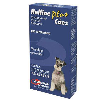 Vermífugo Helfine Plus Cães - 4 Comprimidos - Agener União