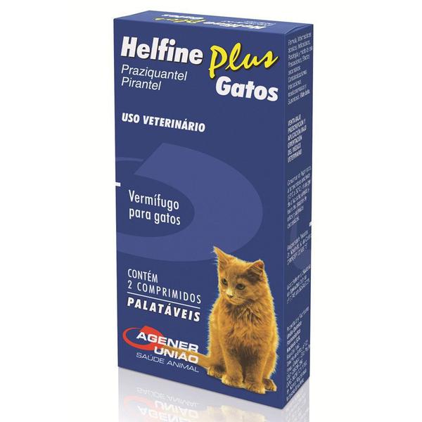 Vermifugo Helfine Plus para Gatos Agener - 2 Comprimidos - Agener Uniao