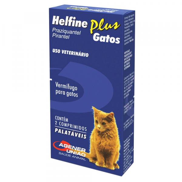 Vermífugo Helfine Plus para Gatos - 2 Comprimidos - Agener União