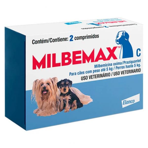 Vermífugo Milbemax C Cães de 0,5kg a 5kg com 2 Comprimidos - Elanco