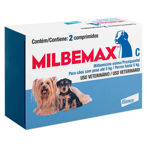 Vermífugo Milbemax C Cães de 0,5kg a 5kg com 2 Comprimidos