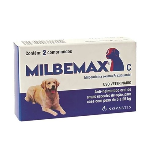 Vermifugo Milbemax Cães 5 a 25 KG 2 Comprimidos