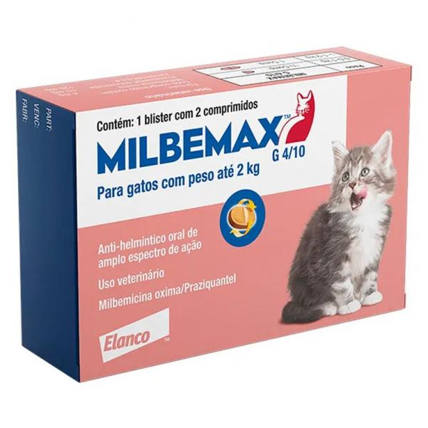 Vermífugo Milbemax G Gatos de 0,5kg a 2kg com 2 Comprimidos - Elanco