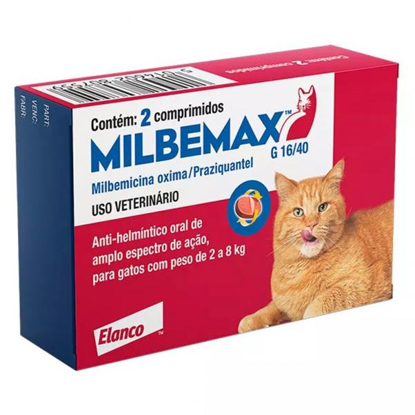 Vermífugo Milbemax G Gatos de 2kg a 8kg com 2 Comprimidos - Elanco