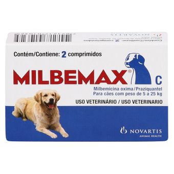 Vermífugo Milbemax Novartis C/ 2 Comprimidos - Cães de 5 a 25kg