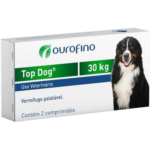 Vermifugo Ouro Fino Top Dog para Cães de Até 30 Kg - 2 Comprimidos