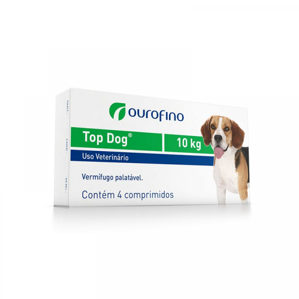 Vermifugo Ouro Fino Top Dog para Cães de Até 10 Kg - 4 Comprimidos