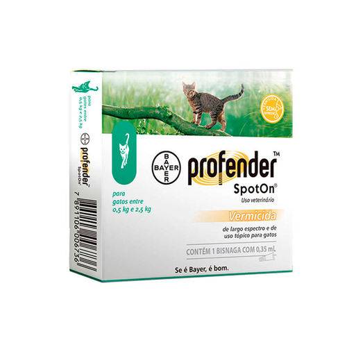 Vermífugo Profender Spot On para Gatos Entre 0,5kg e 2,5kg 0,35ml - Bayer