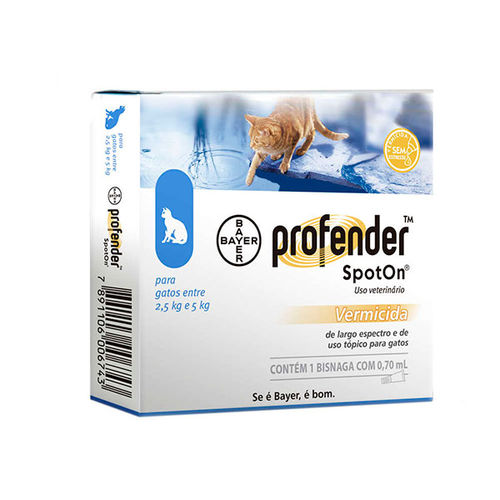 Vermífugo Profender Spot On para Gatos Entre 2,5kg e 5kg 0,70ml - Bayer