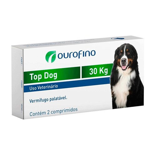 Vermífugo Top Dog Ourofino para Cães de Até 30kg - 2 Comprimidos