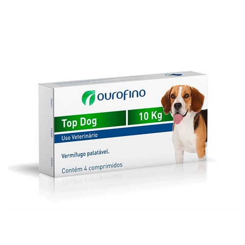 Vermífugo Top Dog Ourofino para Cães de Até 10kg - 4 Comprimidos