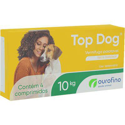 Vermifugo Top Dog para Cães de Até 10 Kg - 4 Comprimidos - Ouro Fino