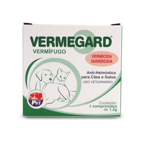 Vermífugo Vermegard Labgard 1,2g P/ Cães e Gatos C/ 4 Comprimidos
