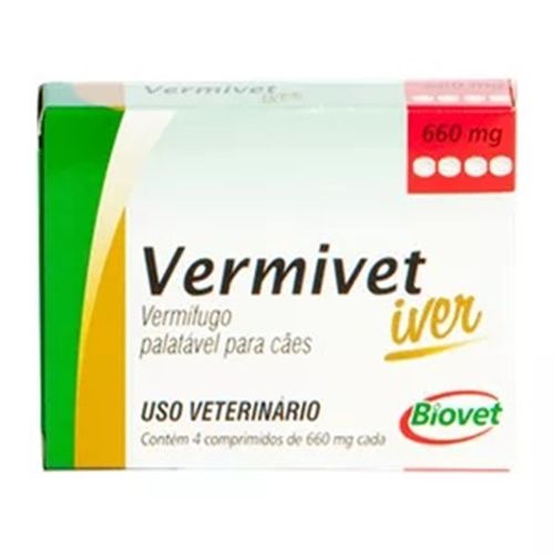 Vermífugo Vermivet Iver 660mg 4 Comprimidos
