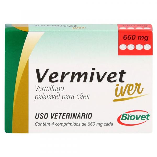 Vermífugo Vermivet Iver Biovet 660mg C/ 4 Comprimidos