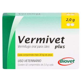 Vermífugo Vermivet Plus Biovet 2g C/ 2 Comprimidos