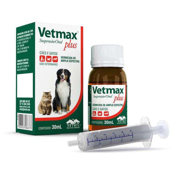 Vermífugo Vetmax Plus Suspensão Vetnil Cães e Gatos 30ml